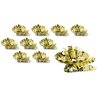 Idena 31893 - Baumkerzenhalter für den Weihnachtsbaum, 10 Stück in Gold, Vintage Kerzenhalter aus Metall, mit Clip für Äste bis 1,5 cm Dicke