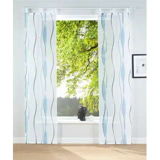 OTTO home Dimona Schiebegardine Schlaufen 57 x 295 cm Weiß/Petrol 2 St.