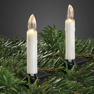 Hellum Weihnachtsbaum Lichterkette 20 LEDs warmweiß, Weihnachtskerzen elfbein mit Tropfen, 5,7m beleuchtet Kabel grün, LED Weihnachtsbaumbeleuchtung innen, Christbaumkerzen Helligkeit <59 Lumen 560305