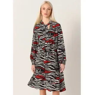 Victorio & Lucchino, V&L für Damen. 3668795 Kurzes Kleid mit mehrfarbigem Tierprint (S), Lässig, Viskose, Langarm