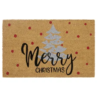 HANSE HOME Kokos Fußmatte Weihnachten - rutschfeste Schmutzfangmatte Natur für Innen, Fußabtreter Silver Christmas Tree Kokosfaser Kokosmatte für Eingangsbereich & überdachten Außenbereich - 40x70cm