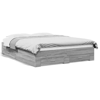 vidaXL Bettgestell mit Schubladen Grau Sonoma 160x200 cm Holzwerkstoff - Grau
