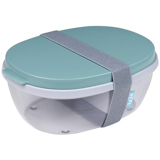 Mepal - Salatbox Ellipse - Salat-Lunchbox mit mehreren Fächern - Bento-Box für Salate unterwegs - Gesundes Mittagessen & Lifestyle - Plastik Meal Prep Box - 1300 ml + 600 ml - Nordic Green