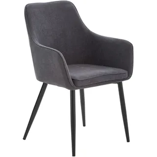 Livetastic Armlehnstuhl , Grau, Schwarz , Metall, Textil , Rundrohr , 59x88.5x60.5 cm , Esszimmer, Stühle, Polsterstühle