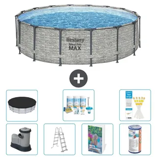 Bestway Steel Pro MAX Rund - 488x122 cm - 6-teilig S556 - Grau