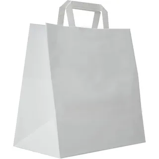 Carte Dozio S.r.l. - Einkaufstopper aus Kraftpapier mit quadratischem Boden, Farbe Weiß, flacher Griff, f.to cm, 27 + 17 x 29, 50 Stück