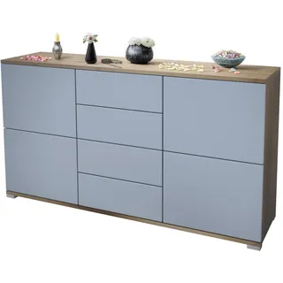 Vladon Sideboard Rova Denim matt , Holzwerkstoff , 138.5x75.5x35 cm , Kleinmöbel, Kommoden, Sideboards
