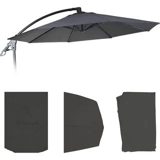 Ersatz-Bezug für Deluxe Ampelschirm HWC-D14, Sonnenschirmbezug rund Ø 3m anthrazit ohne Flap - Grau
