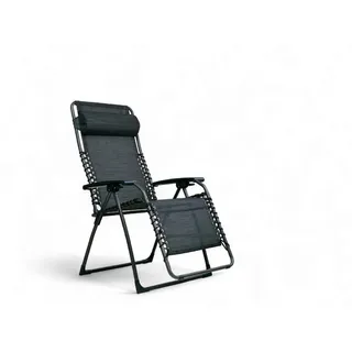 Garten-Relaxsessel , Anthrazit , Metall, Textil , 66x120x65 cm , klappbar, Bezug abnehmbar, abwischbar, Nackenkissen abnehmbar , Gartenmöbel, Gartenliegen, Liegestühle