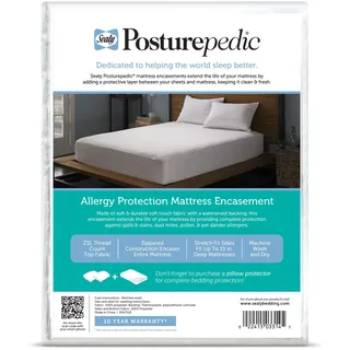 Sealy Posturepedic Allergy Protection Zippered Mattress Protector, Weiß