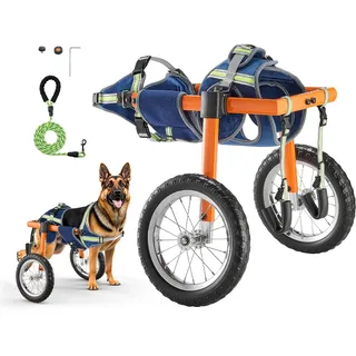 Vevor Hunderollstuhl für Hinterbeine, Haustierrollstuhl mit 2 Rädern, Höhe, Breite & Länge verstellbar, Hundewagen mit stoßdämpfenden Rädern, für verletzte, behinderte Hunde 21,77–39,92kg