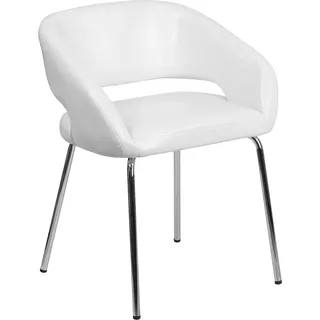 Flash Furniture Fusion Series LeatherSoft Gepolsterter Side Reception Chair Retro Gepolsterter Loungesessel für Wohnzimmer oder Büro, Weiß