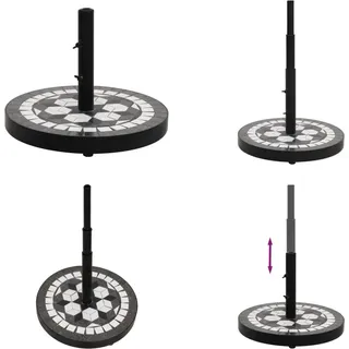 vidaXL Sonnenschirmständer Schwarz und Weiß Rund 12 kg - Sonnenschirmständer - Sonnenschirm Ständer - Schirmständer - Sonnenschirm Gewicht - Schwarz
