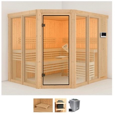 Bild Sauna »Anike 3«, (Set), 9-kW-Bio-Ofen mit externer Steuerung beige