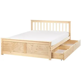 Beliani Bett mit Schubladen 140x200 cm Heller Holzfarbton Olendon , 140x200 cm , Schlafzimmer, Betten