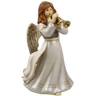 GOEBEL Engelfigur Andächtige Trompetenspielerin 20 cm Weiß/Gold