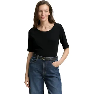 Tom Tailor Damen 1047728 Basic T-Shirt, 14482-Deep Black, XL
