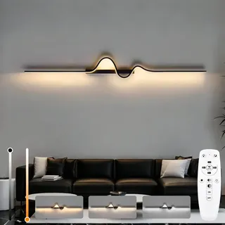 NIUNIAJ LED Wandlampe innen 20W 2400LM Wandleuchte Innen Dimmbare,120CM Wandbeleuchtung innen mit Fernbedienung,Wandleuchten schwarz für Schlafzimmer Korridor Wohnzimmer Treppe Kinderzimmer Büro Küche