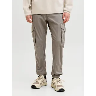 Cargohose JACK & JONES "JPSTPAUL JJFLAKE CARGO NOOS", Herren, Gr. 29, Länge 32, falcon, Web, Obermaterial: 98% Baumwolle, 2% Elasthan, unifarben, regular fit lang, Hosen Cargohose, Baumwollmischung, regular fit