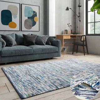 OTTO home Bente Handwebteppich 120 x 170 cm Blau/Grau