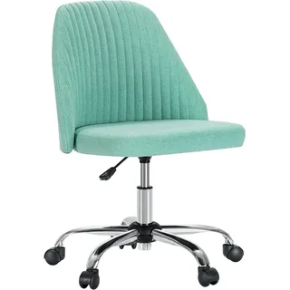 Sweetcrispy Niedlicher Schreibtischstuhl mit Rollen, Bürostuhl ohne Armlehnen, 113kg belastbar, Höhenverstellbarer Schminkstuhl Drehstuhl für Kleine Räume Heimbüro, Moderner Stoff, Desk Chair