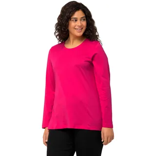 Ulla Popken Damen große Größen Übergrößen Plus Size bis 64, Oberteil, Langarmshirt, Basic, Langarm, Rundhalsausschnitt, magentapink 54+ 646801528-54+