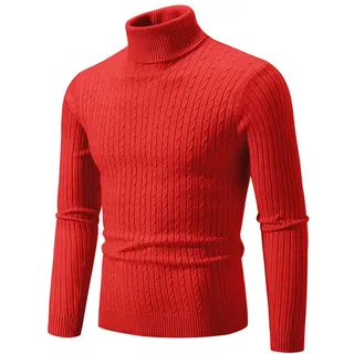 Liyinco Winter Herren Rollkragenpullover Lässiger Herren-Strickpullover Halten Sie Fitness Pullover Oberteile für Herren warm