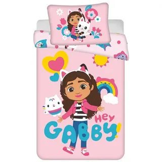 Jerry Fabrics Gabby Puppenhaus Kinderbett Bettwäsche Set Bettbezug 100x135 cm und Kissenbezug 40x60 cm 100% Baumwolle Rosa