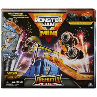 Monster Jam Mini Freestyle Flip Arena Spielset und Aufbewahrung mit 2 Mini-Trucks, Kinderspielzeug für Jungen und Mädchen, Monstertruck- & Schienen-Set, 3 Jahr(e), Mehrfarbig