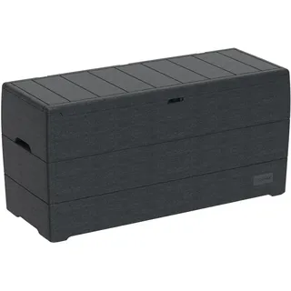 Duramax Cedargrain Durabox 270 Liter/ 71 Gallonen Kissenbox aus Kunststoff, Auflagenboxen aus Kunststoff mit Griffen, Organizer für Gartenmöbel, abschließbarer Deckel, Patio-Box, Dunkelgrau