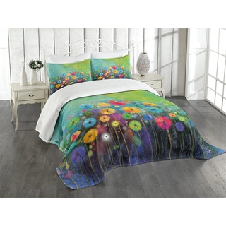 ABAKUHAUS Blume Tagesdecke Set, Bunter Löwenzahn, Set mit Kissenbezug Romantischer Stil, für Einzelbetten 170 x 220 cm, Multicolor