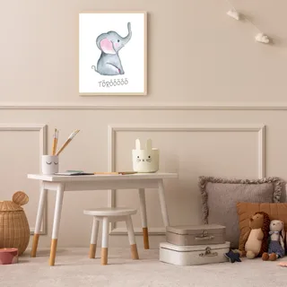 Bild mit Rahmen LÜTTENHÜTT "oder Poster, Elefant mit Spruch", bunt (farbe rahmen: beige, farbe bild(er): bunt), B:50cm H:70cm T:0,7cm, Holz, Plexiglas, Bilder, Bild mit Rahmen, HD Premium Druck