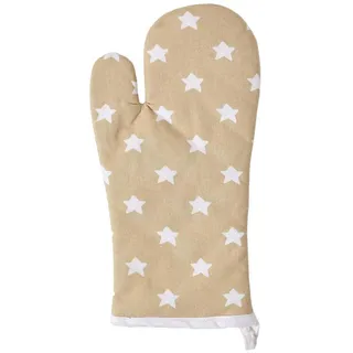 Homescapes Ofenhandschuh Sterne 18/32 cm, Baumwolle wattiert , Beige , Textil , Stern/Sternzeichen , 18x32 cm , Oeko-Tex® Standard 100 , Heimtextilien, Geschirrtücher & Schürzen, Topflappen & Kochhandschuhe