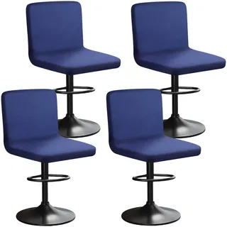 HuaLiSiJi Stretch Barhocker Stuhlhussen Bezüge Bezug Barhocker mit Lehne Samt Bar Stuhlhussen, Luxuriöser Stoff,Einer Weichen Textur, Dehnbar Knitterfrei Waschbar Staubdicht (4, Navy Blau)