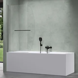 Mai & Mai Duschwand für Badewanne Badewannenwand faltbar 180° Sicherheitsglas mit NANO 94x140cm Badewannentrennwand Badewannenaufsatz