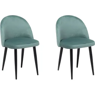 BELIANI Esszimmerstuhl 2er Set Mintgrün Samtstoff Metallbeine Modern - Grün, Schwarz