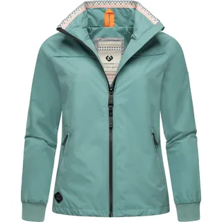 Outdoorjacke RAGWEAR "Übergangsjacke Apola", Damen, Gr. S, grün (ocean grün), Obermaterial: 100% Polyester PES.  Obermaterial: Futter: 100% Polyester PES., gerade hüftbedeckend, hoch geschlossener Ausschnitt, Ärmel ohne Ärmelschlitz Rippstrickbündchen, Jacken Outdoorjacke, Wasserdichte Damen Übergangsjacke mit hohem Kragen