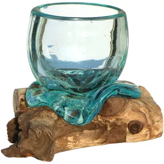 Wogeka - Designer Glasvase Rom auf Wurzelholz - Blumenvase oder Deko-Glas als Geschenk-Idee zu Geburtstag Weihnachten Dekoration