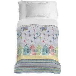 PENSIERI DELICATI Tagesdecke 220 x 280 cm, Einzeltuch 100% Baumwolle Pique, Ideal Zum Thema Wohnen, Decke Salva Bett Einzelnes Maxi, Fantasie Kite Grau, 100% Made in Italy