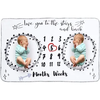 Babydecke Meilensteine Decke Baby Kuscheldecke Kuschelige Decke Fleecedecke Schmusedecke Erstlingsdecke Erstausstattung Geschenke Geburt Für Die Mutter Mädchen & Junge Weiß 100 * 150cm (Zwillinge)