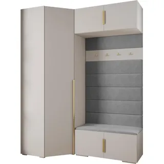 MEBLE KRYSPOL Inova 1 Möbelset Garderobe, 236,7x181,7x47cm - Weiß, Manila 16, Gold