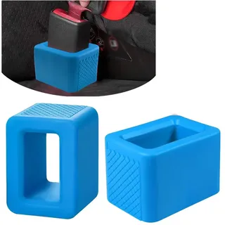 Ygapuzi 2PCS Sicherheitsgurt Schnalle Halter, Silikon Auto hinten Sicherheitsgurt Schnalle Booster, Einfacher Zugang Seat Belt Buckle Safety Cover für Kinder, Auto-Sicherheitsgurthalter (Blau)