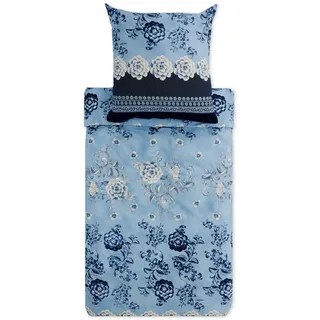 BASSETTI Paraggi Floral Blau 135 x 200 cm + 80 x 80 cm