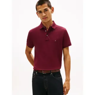 Poloshirt TOMMY HILFIGER "1985 SLIM POLO mit Piqué-Struktur und Stickerei", Herren, Gr. XL, rot (deep rouge), Piqué, Obermaterial: 96% Baumwolle, 4% Elasthan, Basic, slim fit, eingesetzt Bündchen, Shirts Poloshirt, meliert, casual, slim fit, Baumwollmix, Polokragen