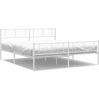 vidaXL Bettgestell mit Kopf- und Fußteil Metall Weiß 180x200 cm - Weiß