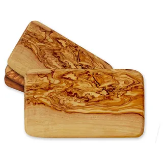 Frühstücksbrett OLIVENHOLZ-ERLEBEN "mit abgerundeten Ecken aus hochwertigem naturbelassenem Olivenholz", braun, B:14cm H:0,9cm L:22cm, Massivholz, Schneidebretter, Frühstücksbrett, Mediterraner Look, abgerundete Ecken, je Gr. 22x14 cm