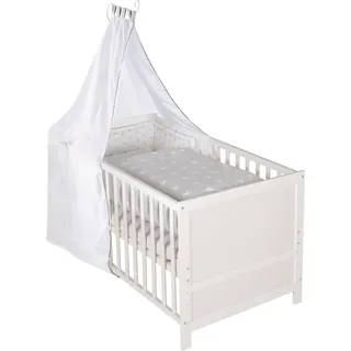 roba Kombi-Kinderbettset 'Sterne Grau', 70x140 cm, weiß, umbaubar zum Juniorbett - Weiß