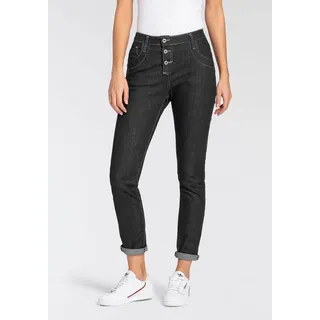 5-Pocket-Jeans PLEASE JEANS, Damen, Gr. XS (34), N-Gr, schwarz (schwarz, grau), Denim/Jeans, Obermaterial: 98% Baumwolle, 2% Elasthan, Abriebeffekte, figurbetont, Jeans 5-Pocket-Jeans, Sichtbare Knopfleiste