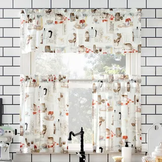 No. 918 Brew Coffee Shop Volant- und Etagen-Set, halbtransparent, 137,2 x 61 cm, Weiß