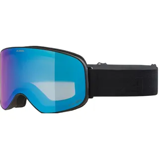 Alpina Slope Q-Lite - Stylische Skibrille für Damen und Herren, Anti-Fog, effektive Luftzirkulation, Verspiegelte Scheibe, black matt/blue